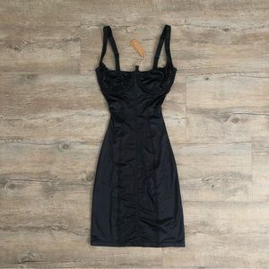 Skims Stretch Satin Black Corset Dress- XS